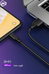 WK WDC-092I  IPH FULL SPEED PRO DATA CABLE FOR LIGHTING   2.4A  (1M) - Black